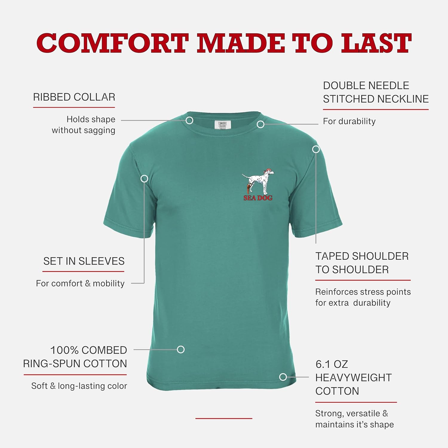 SEA DOG Vintage Graphic Logo T-Shirt Garment Dyed 100% Ringspun Cotton, Relaxed Fit, Pre-Shrunk, Printed in USA, Wax Van - Image 5