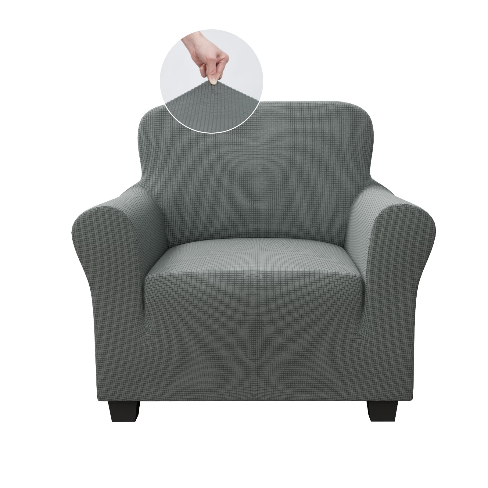 Kmhesvi High Stretch Armchair Covers Soft Chair Cover for Dogs Pets Non Slip Chair Slipcover with Arms Furniture Protector for Living Room (1 Seater, Light Gray)