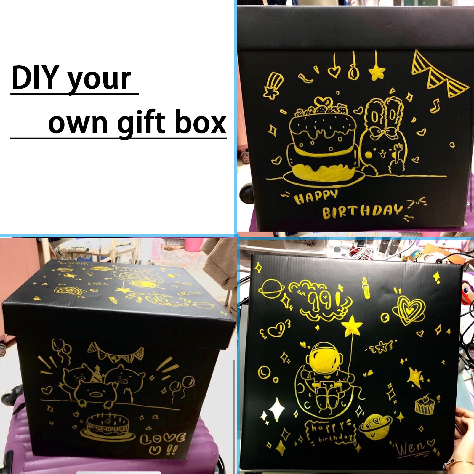 Amazon.com: SCORYULE Extra Large Gift Box with Lids and Handle
