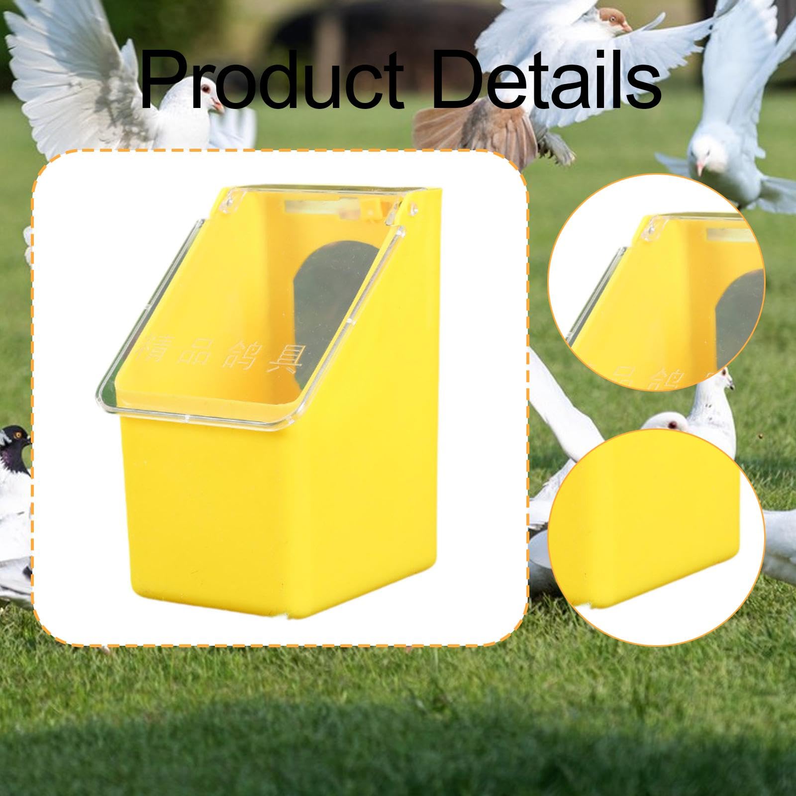 predolo Comedero para Palomas, tórtolas y pájaros. Dispensador de Comida Colgante para y periquitos, Amarillo