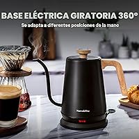 Vista 8 de Nueve&Five Hervidor eléctrico de cuello de cisne con termómetro, hervidor eléctrico negro de 1 litro con apagado automático, hervidor de agua