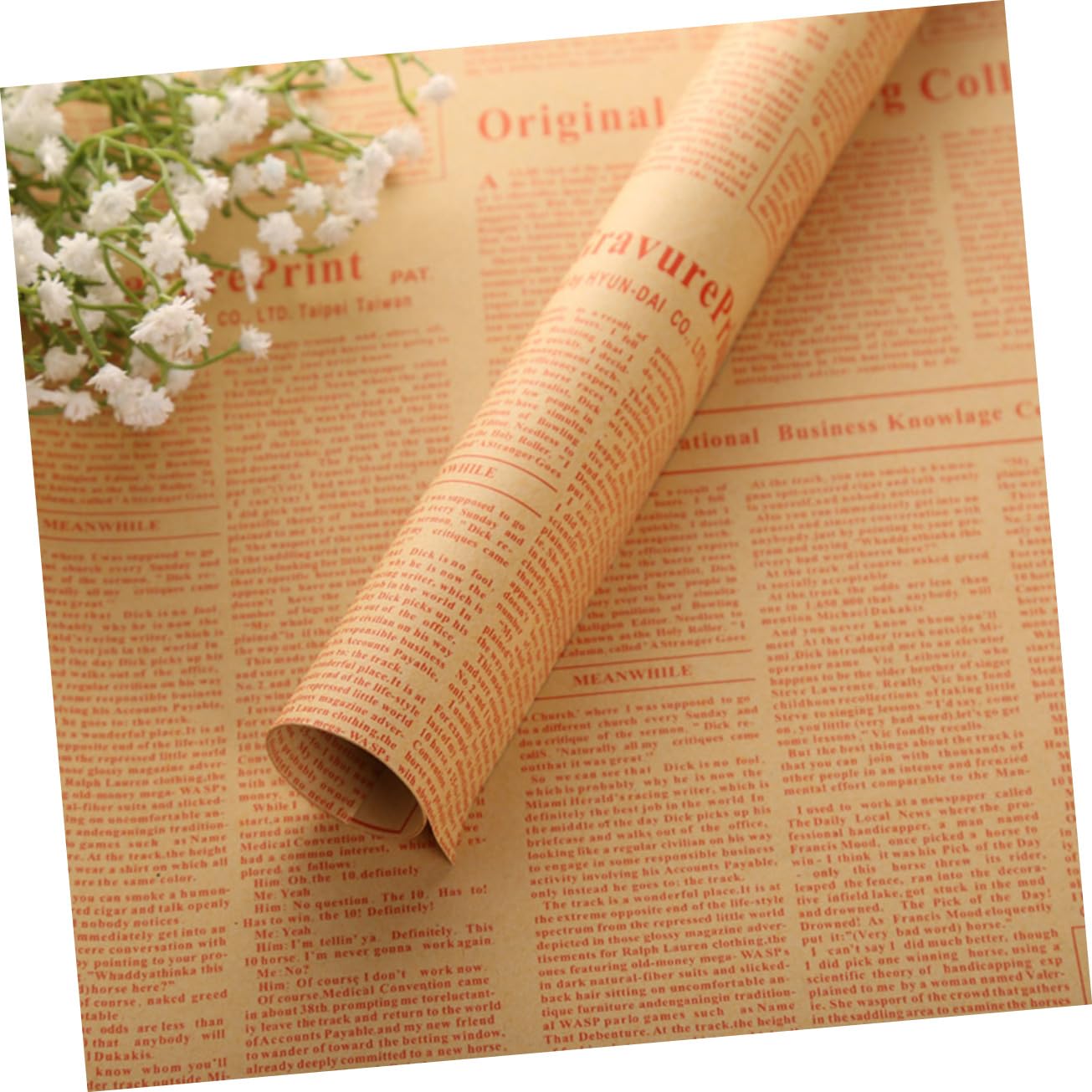 Carta da Regalo Vintage in Carta Kraft 51x75cm 50 Fogli | Design Giornale Inglese, per Fiori e Bouquet, per Ispirazioni Artistiche e Progetti DIY Stile Casuale
