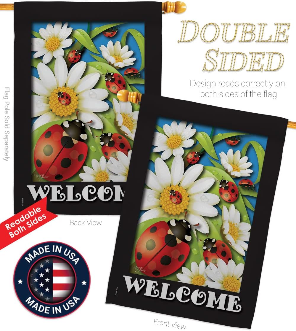 Breeze Decor BG-H-104068-IP Ladybug Heaven Decorative Vertical House Flag, 28"x 40", Multicolor
