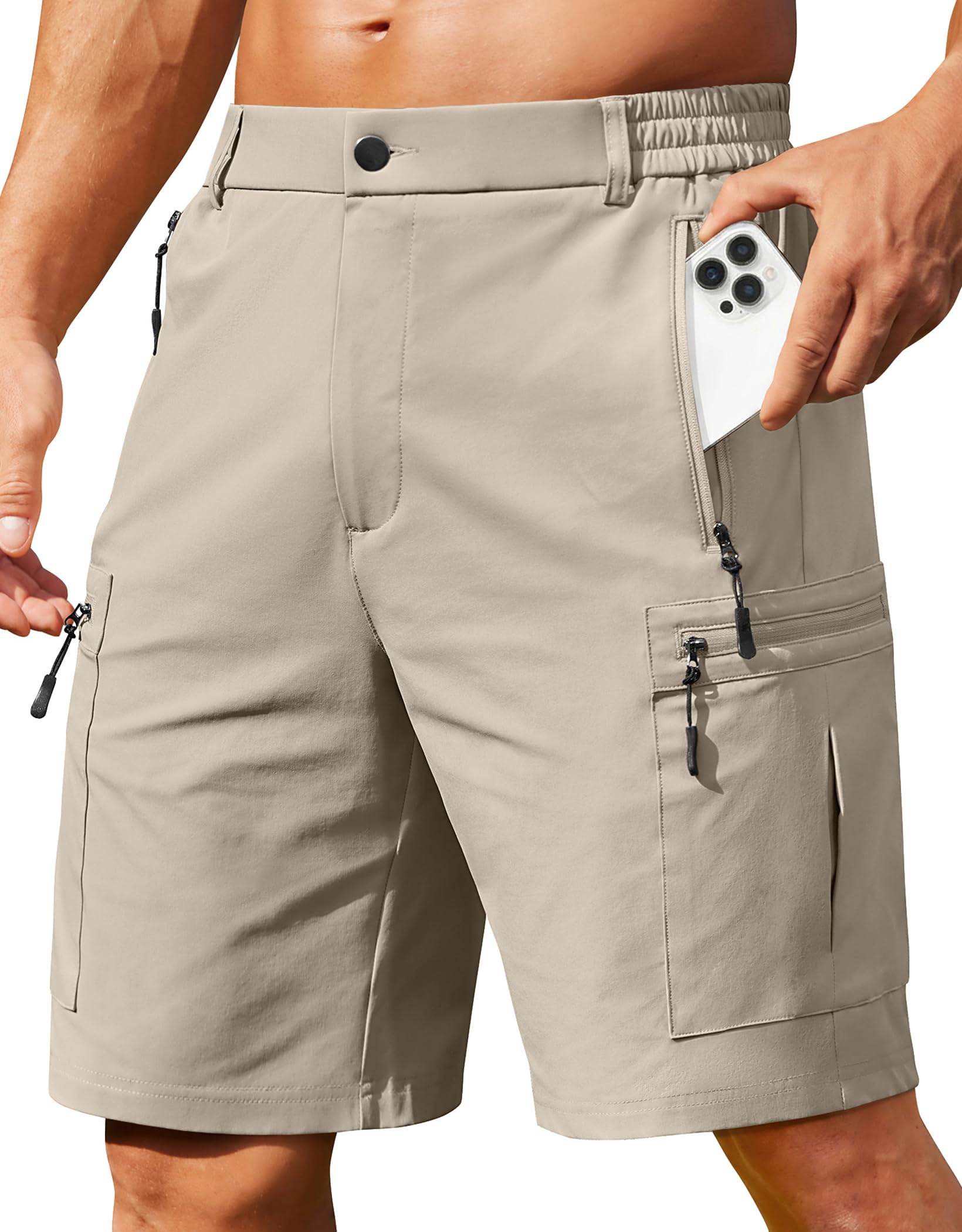 COOFANDY Men's Hiking 9" Cargo Shorts Lightweight Outdoor Shorts Quick Dry Golf Camping Casual Fishing with 5 Zipper Pockets — view 11