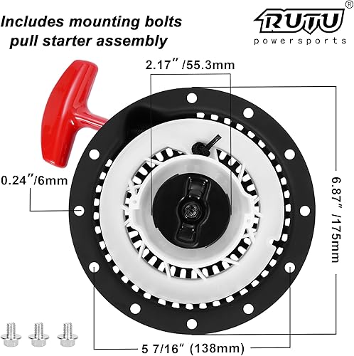 Miniatura 2 de RUTU Conjunto de arranque GX160 (trinquetes de varilla de acero curvos) para GX120 GX200 4 tiempos 163196CC, ajuste de arranque de retroceso