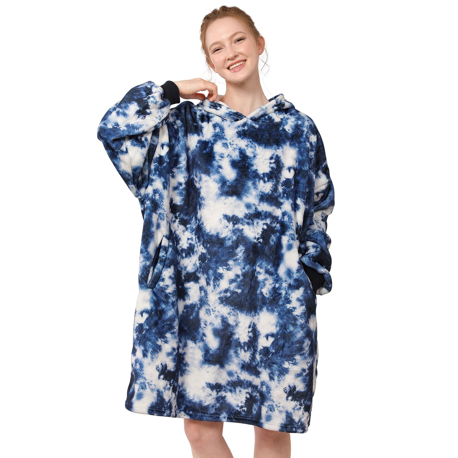 LetsFunny Blanket Hoodie,Oversized Wearable Sherpa Fleece Blanket Sweatshirt,Super Soft Warm Cozy with Giant Pocket,for Women Men Adults Teenagers