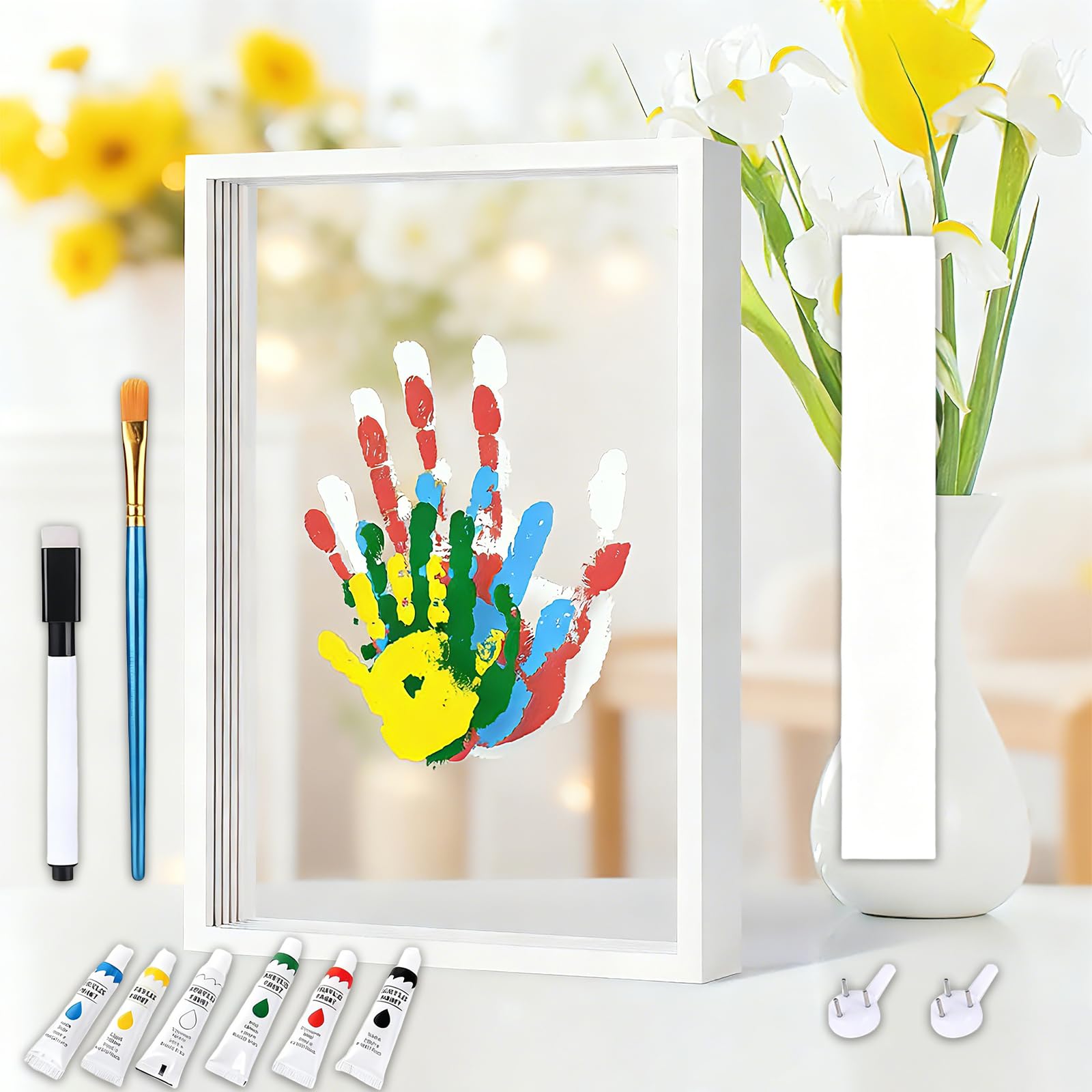 Yeqqzq Family Handprint Kit -DIY Craft Keepsake Photo Frame, Hand Print Ornament Kits, Family Gifts for New Parents, Grandparents, Couples, Father's Day, Mother's Day, Anniversary