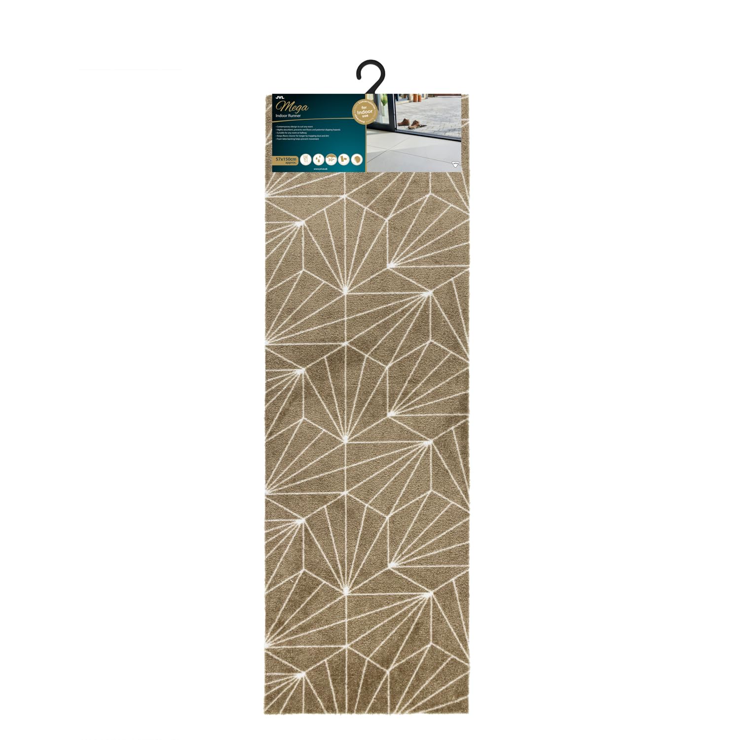 Jvl Mega Mat Entrance Runner Geo Brown 57X150cm