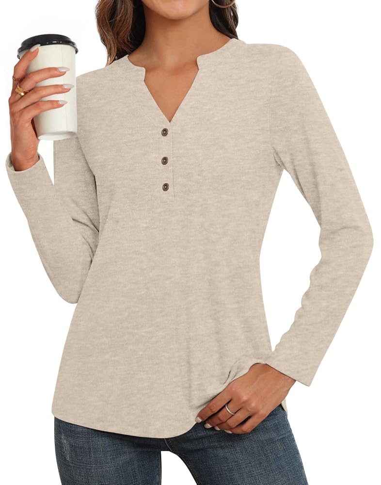 L'Appartement【GOOD GRIEF!】 HENLEY NECK Women's Short Sleeve Split Neck Henley Ribbed Top – Good