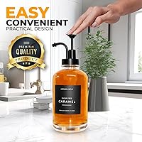 Vista 5 de Dispensador de jarabe para barras de café, juego de 2 botellas de jarabe de vidrio con bombas negras, 16.9 onzas, 16.9 fl oz, accesorios para barra