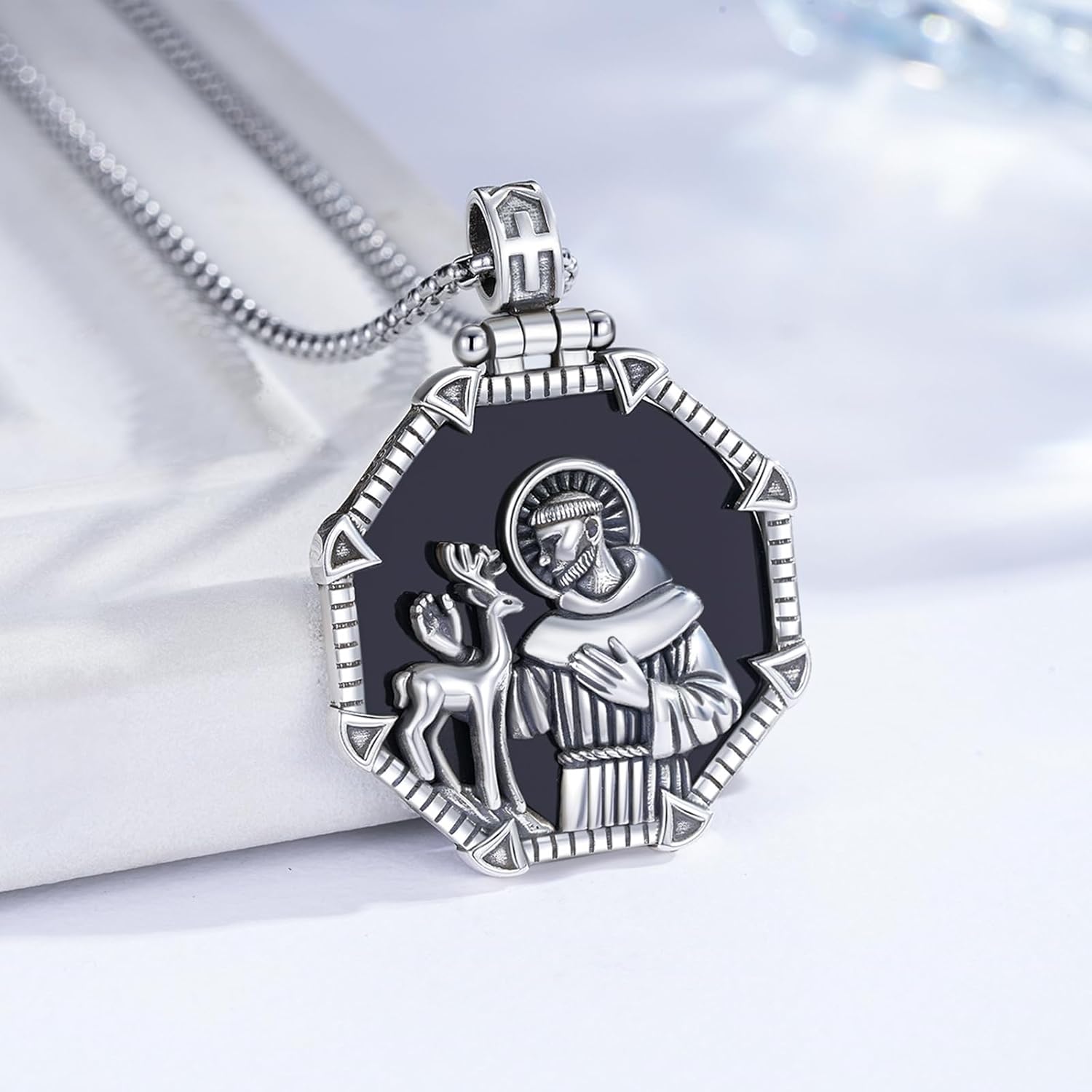 Saint Necklace 925 Sterling Silver St Necklace Amulet Pendant Jewelry Religious Gift for Men Women - Image 6