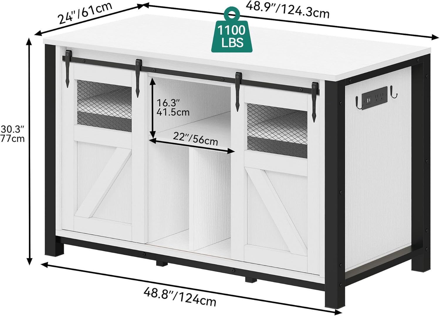 YITAHOME 120 Gallon Fish Tank Stand with Power Outlets, Heavy Duty Large Aquarium Stand with Barn Door, Reptile Tank Turtle Terrariums Table for Fish Tank Accessories Storage,1100LBS Capacity