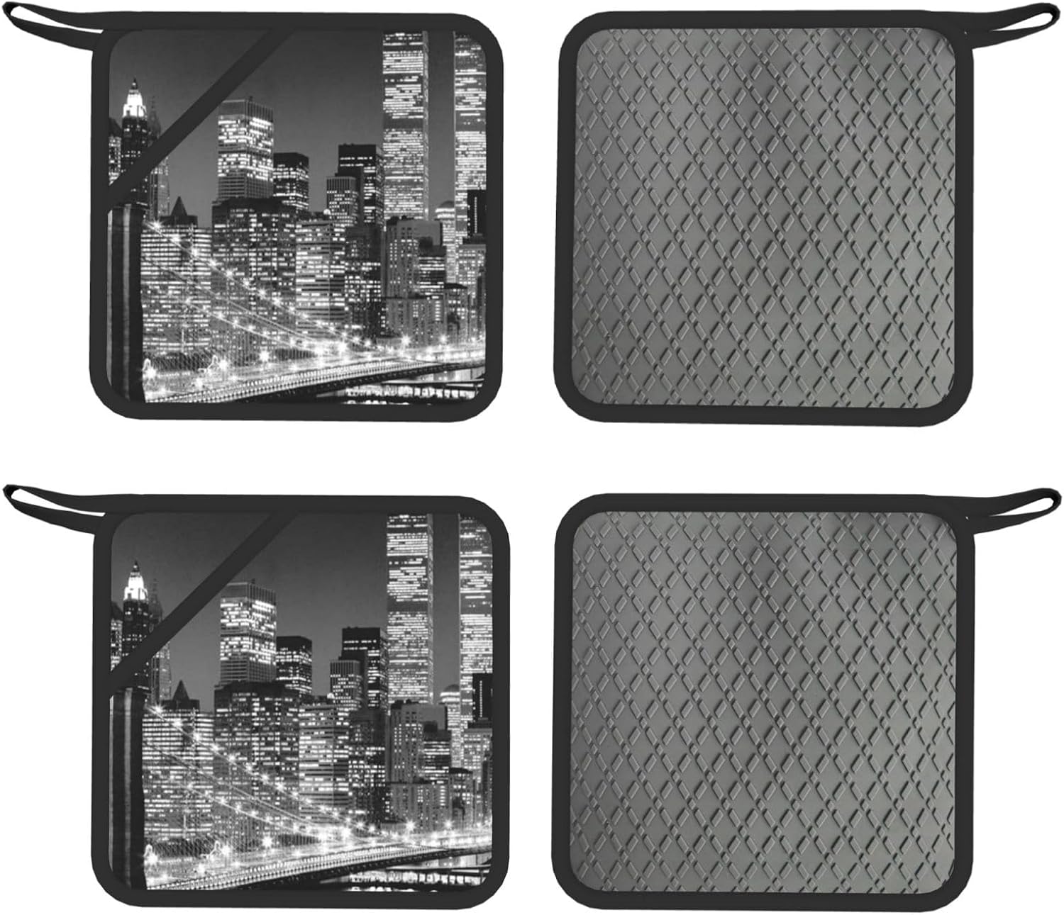 new york Oven Mitts and Pot Holders Set of 4 Heat Resistant Kitchen Gloves with Silicone Palm Hot Pads for Baking Cooking Grilling BBQ