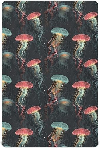 Miniatura 1 de Fitted Crib Sheets Jellyfish Baby Crib Sheets for Boy & Girl Toddler Mattress Sheets 21216236
