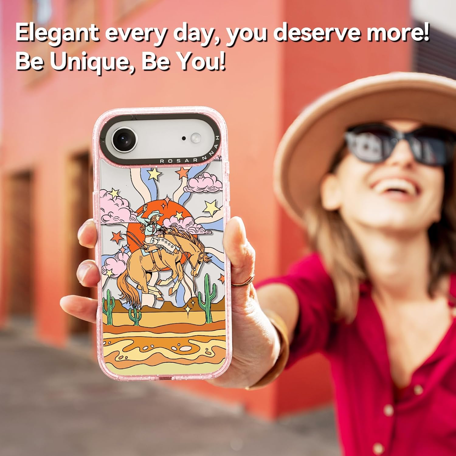 Rosarnnah for iPhone Air Case Cute - Durable Shockproof 6.6 ft Drop Impact Phone Case - Funny Cowboy Design (6.5") Glitter Pink