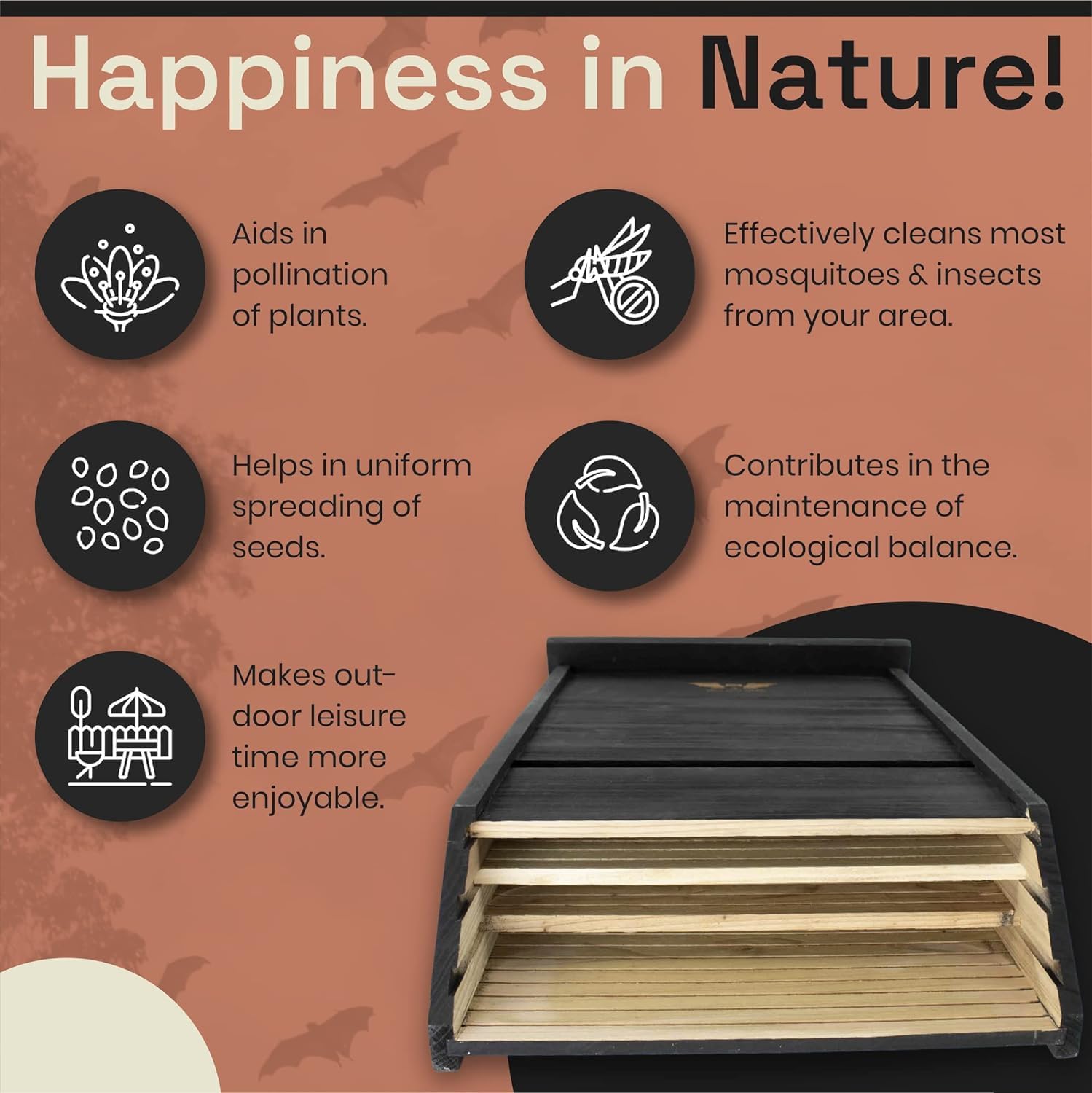 Large Bat House for Outdoors - 2 and 3 Chamber Black Bat Box for Outside – WildYard