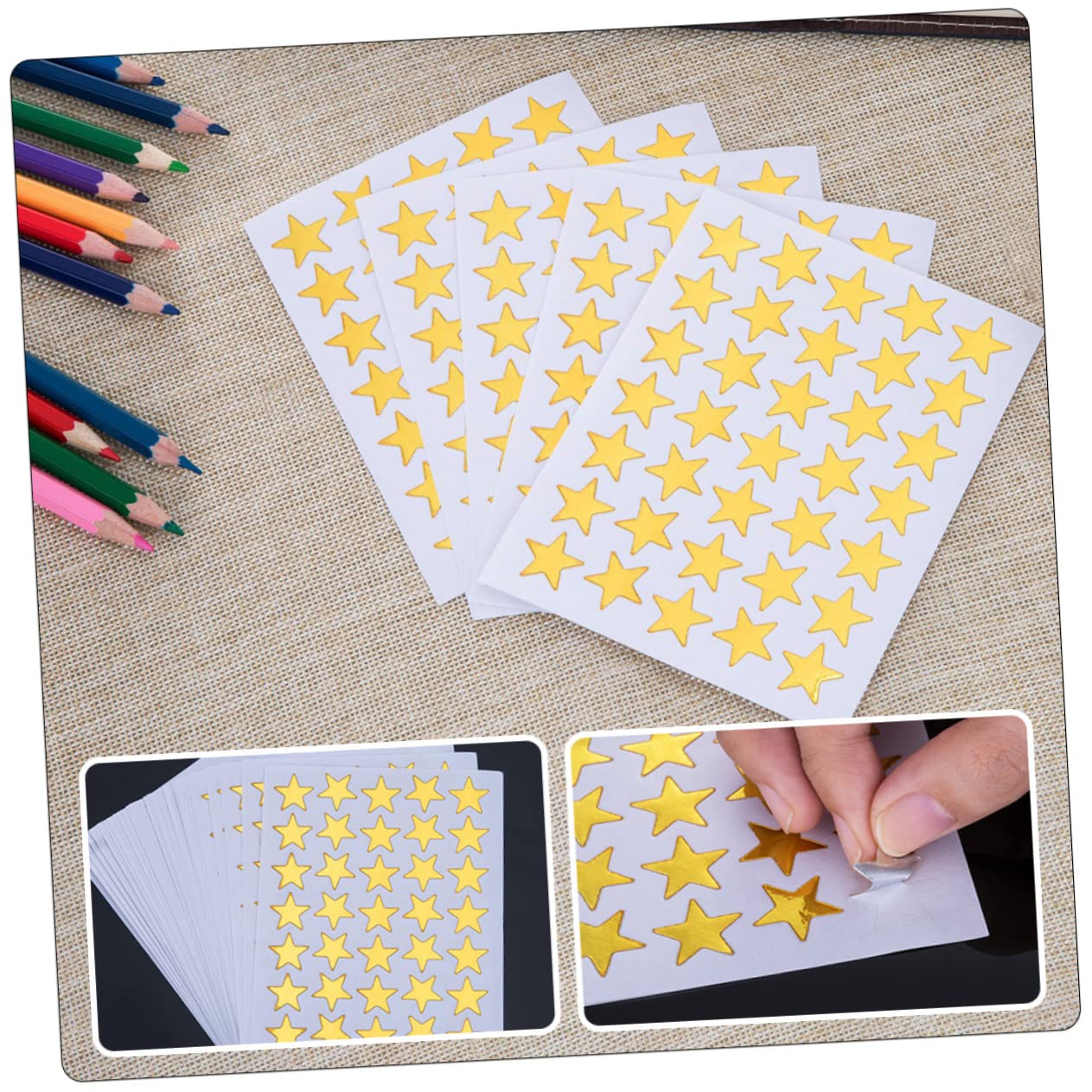 NUOBESTY 5sätze Dekorativen Goldenen Sternaufklebern Für Junge Mädchen Selbstklebende Belohnungssticker Für Fünfzackige Sterne Aufkleber Aus Pvc Für Kreative Projekte Und