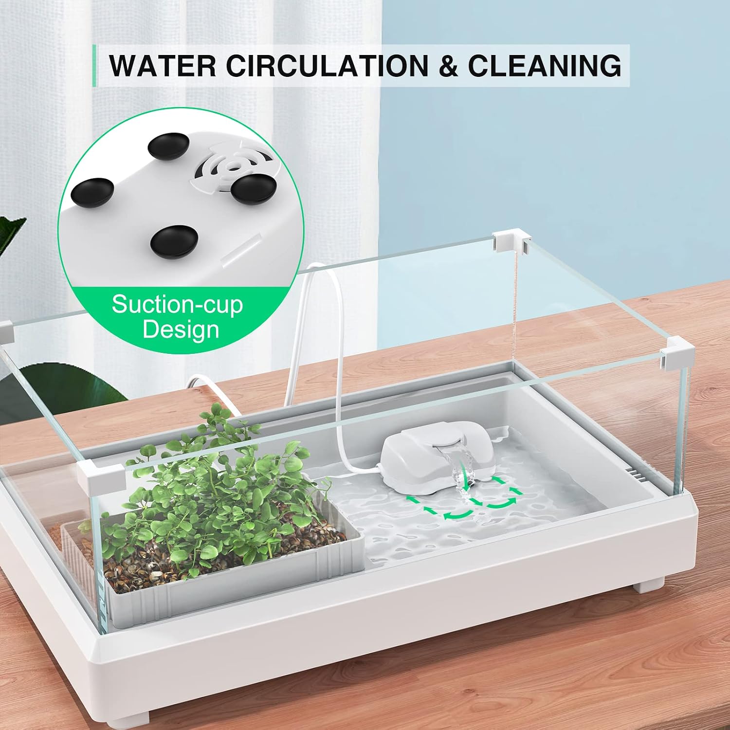 SILICAR Turtle Tank Filter, Reptiles Turtle Internal Filter Aquarium Waterfall, Low Level Water Clean Pump, 4W