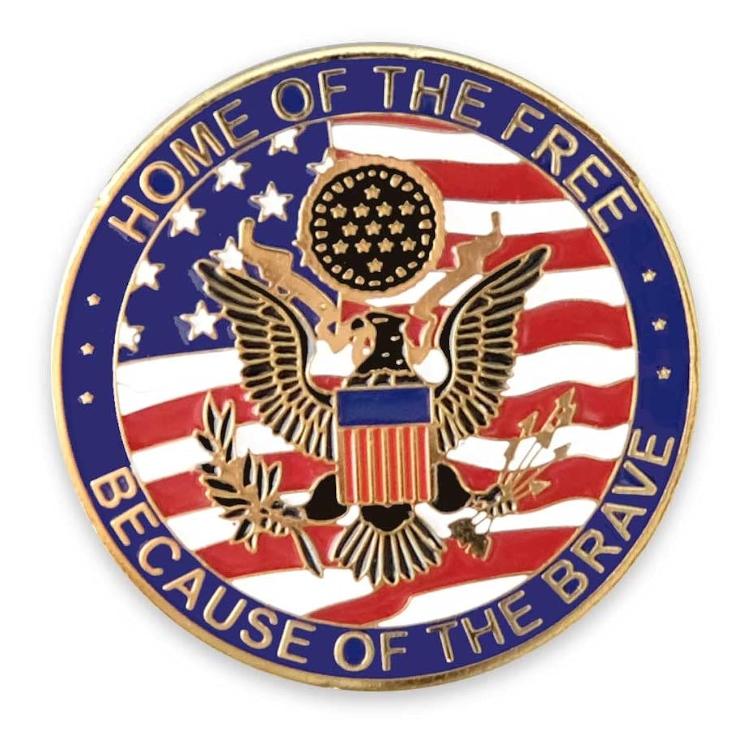 vetfriends.com US Flag Lapel Pin With Home Of The Free Because Of The Brave American Eagle Pin Lapel Pin Patriotic, 1.25 Inch Diameter, Metal-picture-13