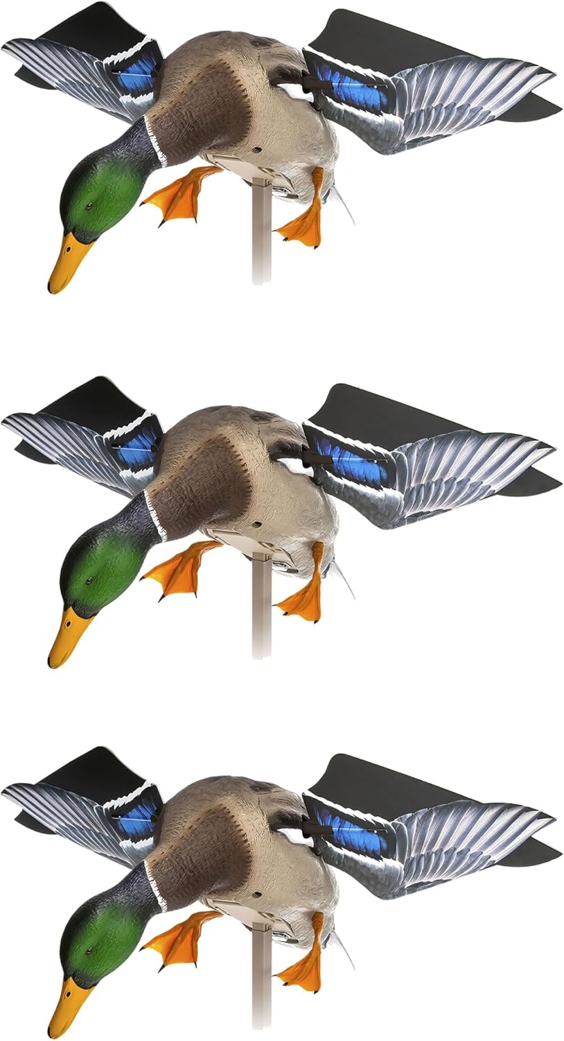 Avian X Powerflight Smart Motion Mallard Spinning Wing Realistic Design Duck Decoy, Ideal for Outdoor Hunting Adventures, 3 Pack, Multicolor