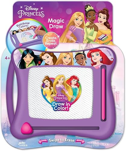 JA-RU Disney Princess Magic Draw - Almohadilla de Dibujo Magnética (1 Paquete). Tablero de Dibujo para Niños para Viajes en Auto | Tablero de