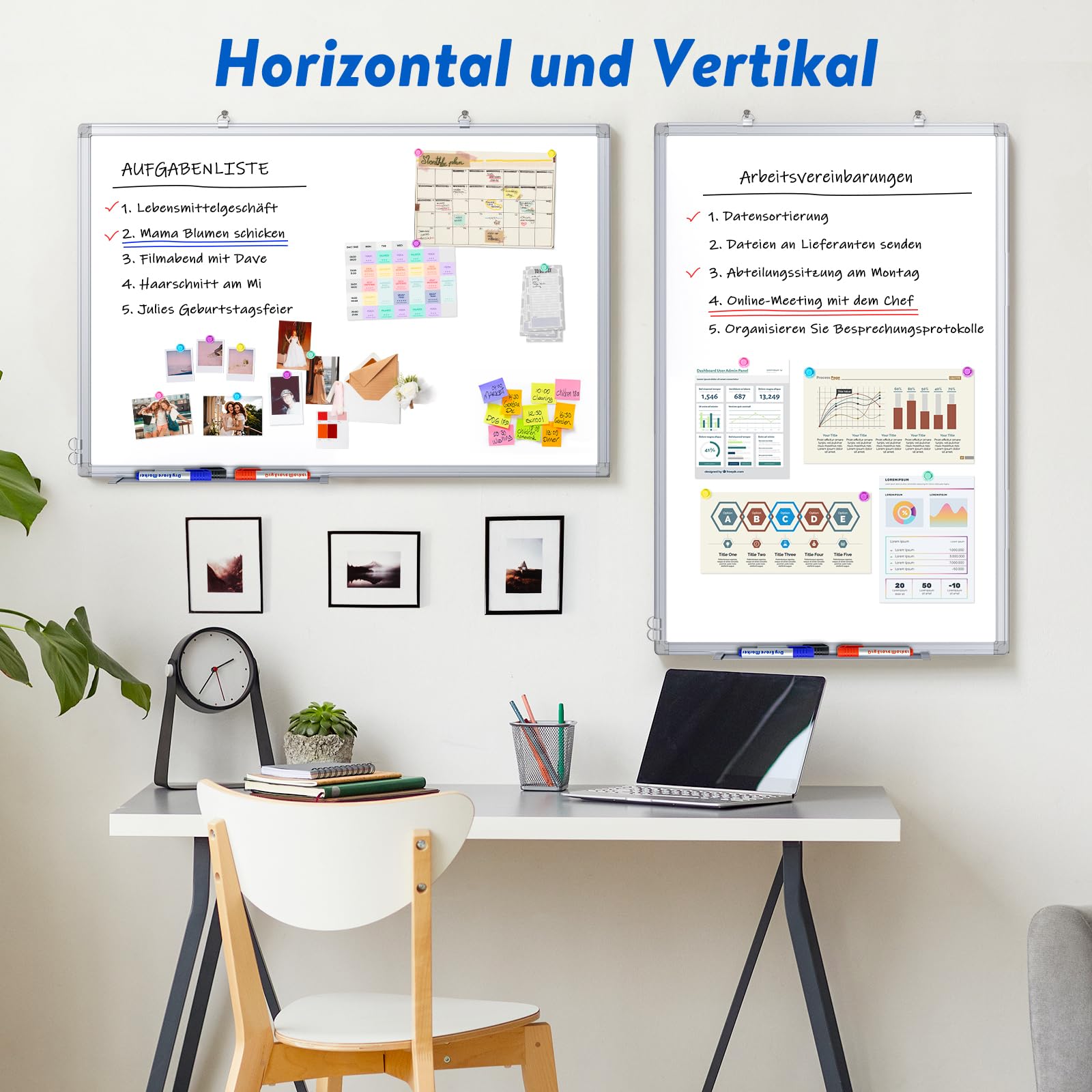 Vinsetto Magnetisches Glas-Whiteboard 90x60 Cm – Mit Stiften, Magneten & Ablage, Trocken Abwischbar Für Büro & Schule