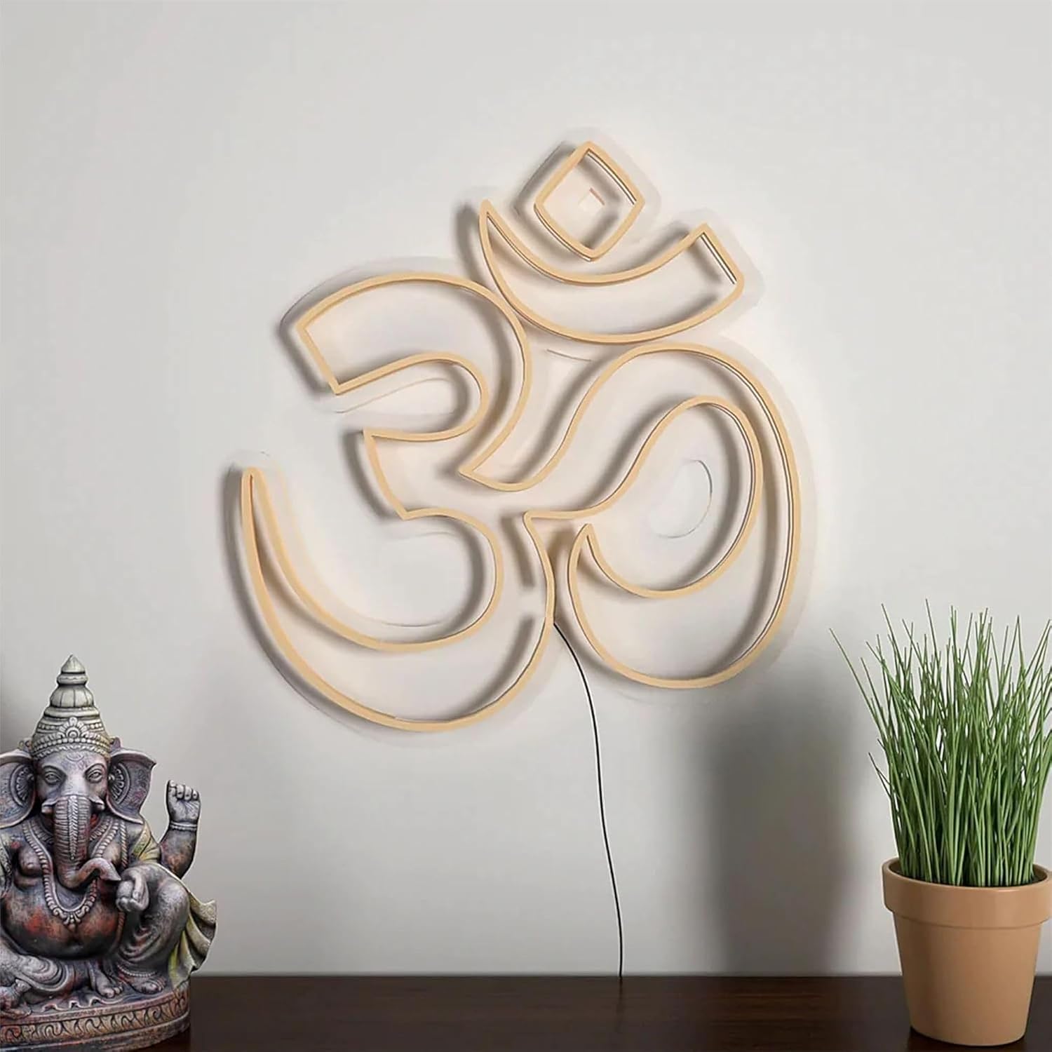 RGY Om Led Neon Light for Wall, Office, Pooja room, Mandir Decoration, Home Decore, Diwali Gift - (8"Inch x 9"Inch - Warm White)
