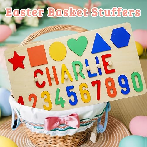 Miniatura 8 de Rompecabezas de nombres para niños, regalos personalizados para bebés, juguetes de madera, rompecabezas para niños pequeños de 1 a 3 formas,