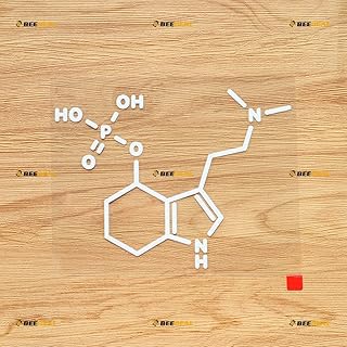 Mushroom Molecule Psilocybin Formula Sticker Decal Vinyl - White 6 Inches - No Background Die Cut for Car Boat Laptop