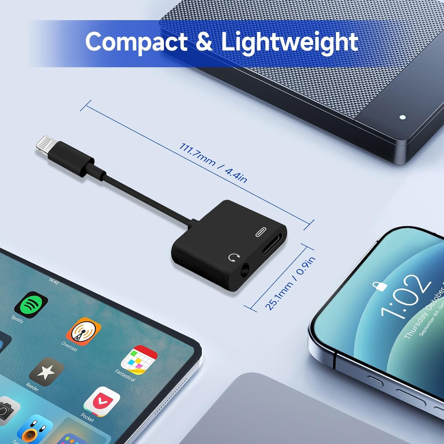 [Apple MFi Certified] 2-in-1 Charging & Audio Adapter for iPhone, Lightning to 3.5mm Headphone Jack Dongle Splitter, Supports Hi-Res Lossless Sound, Compatible with iPhone 14/13/12/11/XS/XR/8/7 10Pack