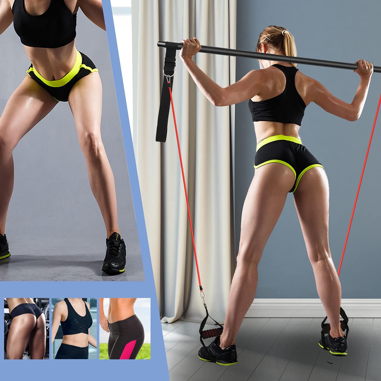 Drafitorts Pilates Bar Kit with 10 Resistance Bands for Muscle Toning, Adjustable for Different Height 2-Section Stretching Compact Exercise Sticks Home Gym Equipment Include 2 Foot Straps and Bag : Sports & Outdoors