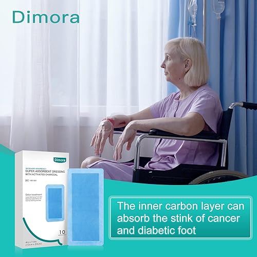 Miniatura 3 de Dimora Apósito superabsorbente mejorado con carbón activado, antiolor superior que absorbe la humedad, apósito para heridas, 4 x 8 pulgadas, 10