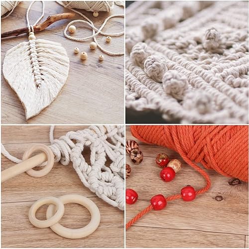 Miniatura 4 de UHAPEER Kits de macramé para adultos principiantes, kit de macramé para colgar plantas DIY y suministros de macramé, con cordón de macramé de