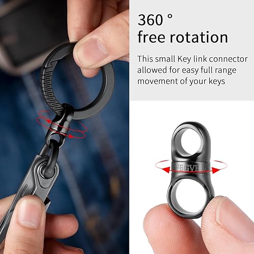 Miniatura 5 de FEGVE Llavero de titanio, llavero pequeño y resistente, mini llavero con conector para llaves