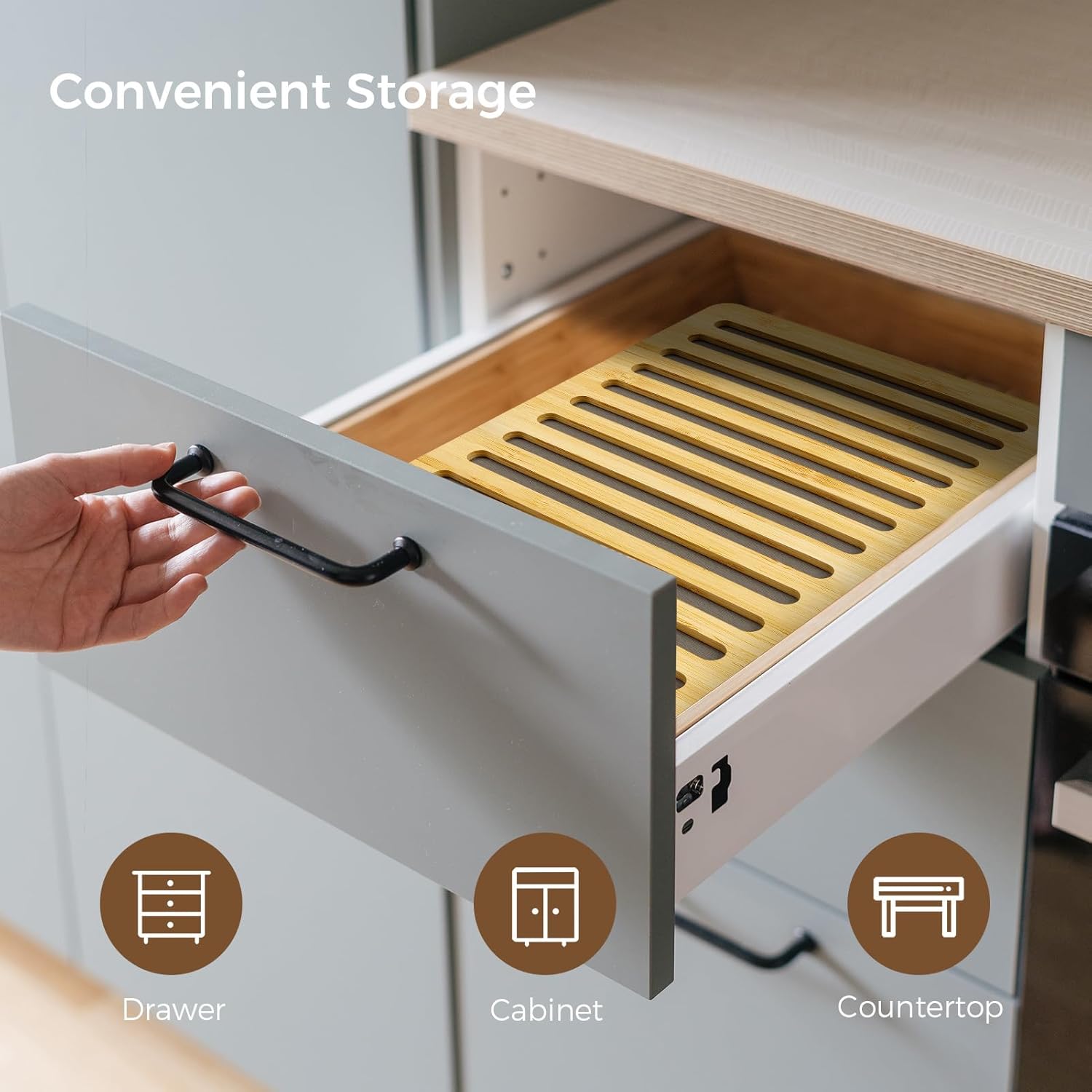 Wealone Stone Dish Drying Mat for Kitchen Counter, Fast Drying Diatomaceous Earth Stone Mat, Bamboo Foldable Case Design Pad Dish Rack, Water Absorbing Instant Dry Sink Rack for Dishes, Cups and More - Image 7