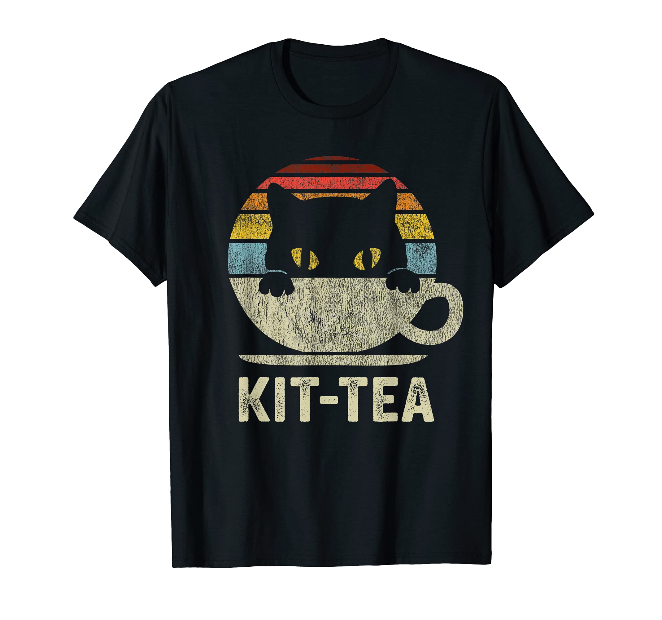 Vintage Cat Gift StoreKit Tea Black Kitty Cat Tea Lover Gift T-ShirtOEKO-TEX STANDARD 100