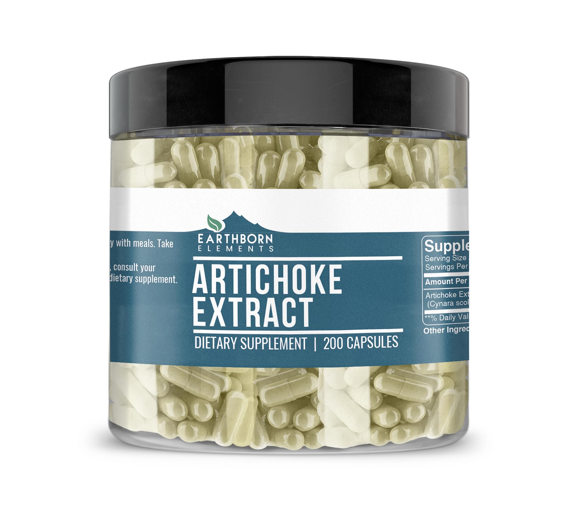 Earthborn Elements Artichoke Extract 200 Capsules, Pure & Undiluted, No Additives