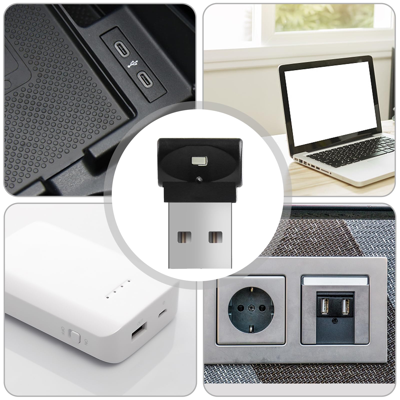 Nizirioo Oświetlenie samochodowe LED, 4 sztuki, USB, mini lampa samochodowa Starlight, oświetlenie USB, 7 kolorów, uniwersalne oświetlenie otoczenia do mobilnego zasilania, samochodu, laptopa