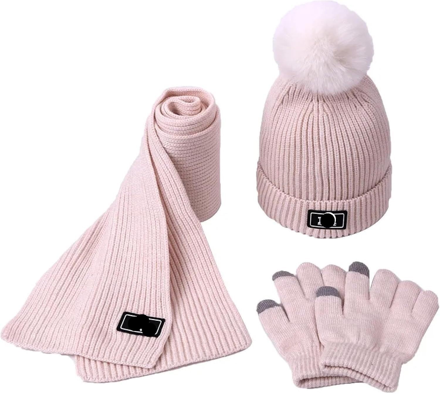 Sciarpa lavorata a magliaSciarpe for donna Bambini Inverno caldo berretto lavorato a maglia Sciarpa Guanti Set Berretto caldo da esterno con fodera Guanti sciarpa cappello for bambini