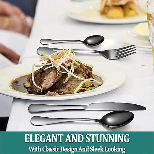 Miniatura 2 de Juego de cubiertos, juego de cubiertos dorados de 24 piezas con soporte, juego de utensilios de acero inoxidable colgantes para 6, juego de vajilla