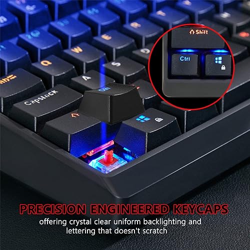 Miniatura 7 de Combo de teclado mecánico y mouse, teclado con cable RGB retroiluminado de 104 teclas para juegos y mouse con cable de 7 botones 4800 DPI para PC