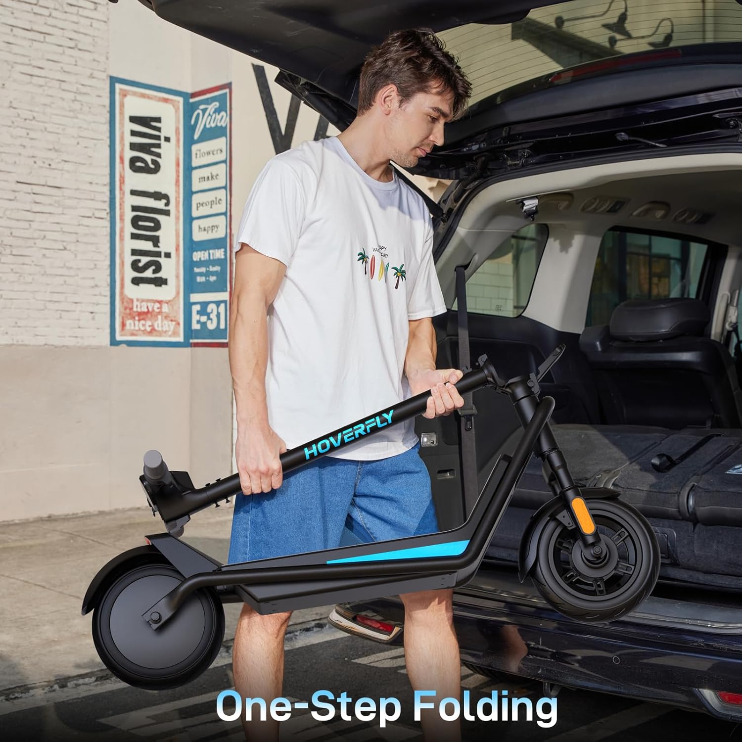 Hoverfly Electric Scooter for Adults, Anti-Flat 8.5"/10" Solid Tire, 10/18/25 Mile Range and 15.5/20Mph Speed Power by 250/500W Motor, Cruise Control Foldable Commuting Scooter for Adults