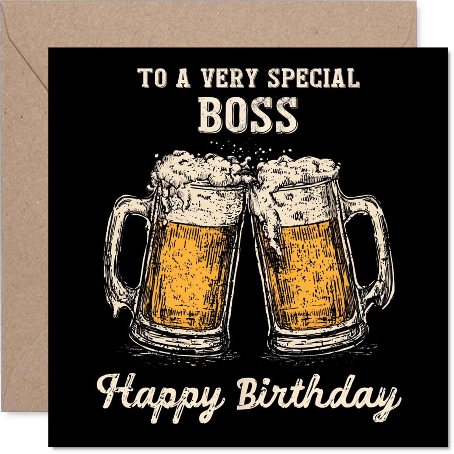 Boss Birthday Card - Bday Beer - Happy Birthday Card for Boss from Friend Coworker, 145mm Cheers Beer Greeting Cards