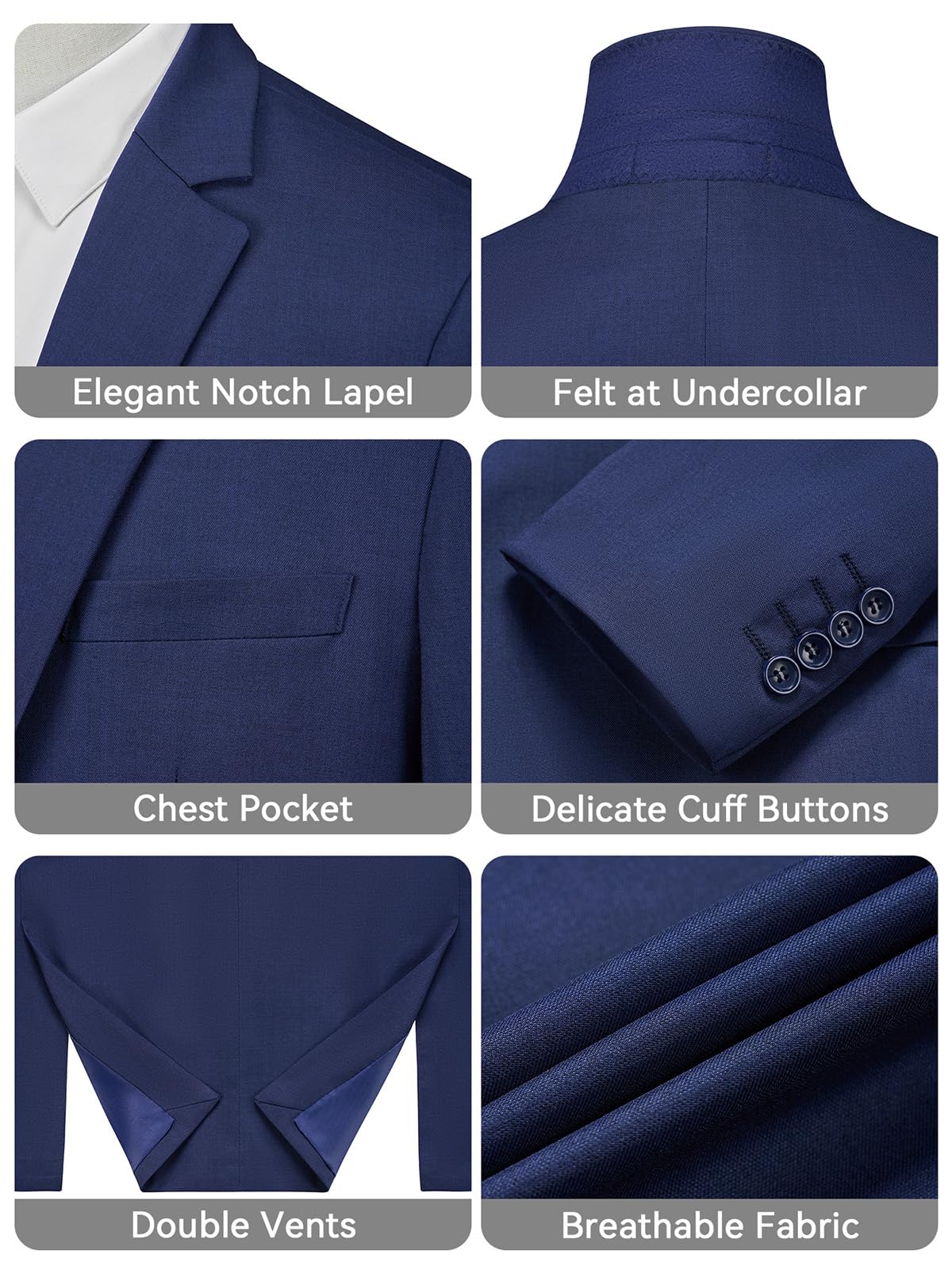 Blazer Homme Décontracté Ajusté Slim Fit Veste de Costume Noir Un Bouton Élégant Formel Business