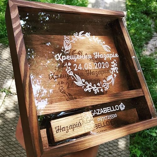 Miniatura 8 de Caja de fotos personalizada de madera USB Flash Drive con tapa deslizante, caja de fotos de boda personalizada, caja de almacenamiento de madera de