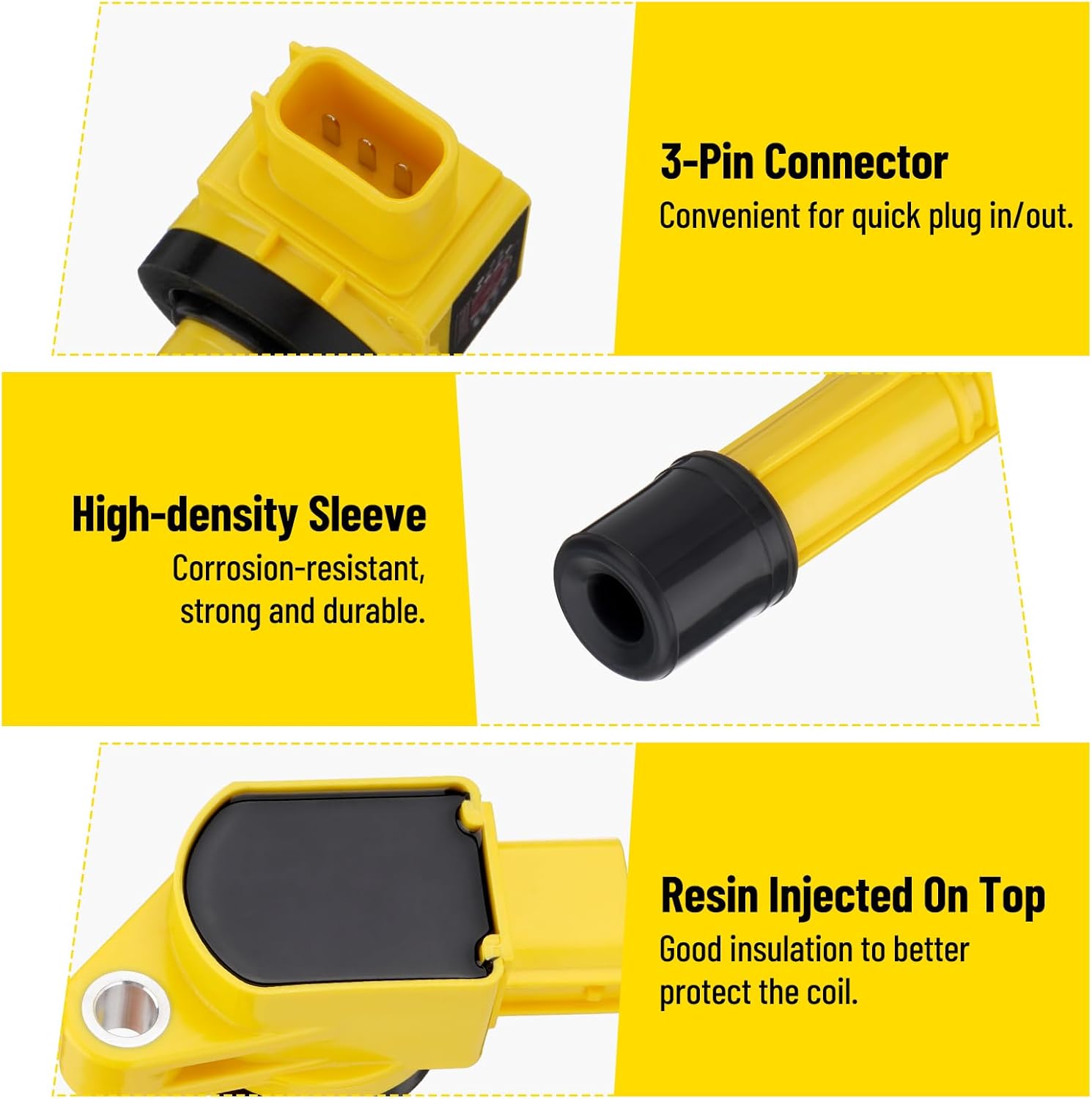 SPARKWHIZ UF311 Ignition Coils with Iridium Spark Plugs, Compatible with 2003-2007 Honda Accord, 2002-2009 CRV, 2002-2011 Civic, 2003-2011 Element, 2002-2006 RSX, UF583, C1382, GN10370