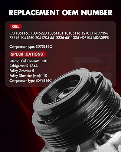 Miniatura 5 de Compresor de CA con embrague se adapta a BMW para 323Ci 323i 323is 325Ci 325i 325xi 2.5L, para BMW para 328Ci 328i 328is 528i 2.8L, CO 105116C