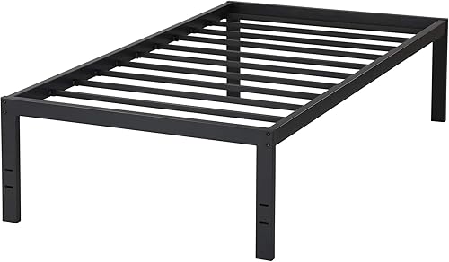 Miniatura 3 de PrimaSleep Marco de cama de metal de 18 pulgadas de alto, listones de acero Dura, soporte antideslizante, no necesita somier, color negro,
