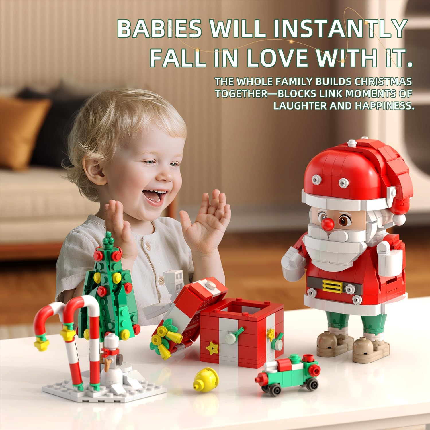 Christmas Building Blocks Set, 750 Piece Santa Claus Building Block Set with Christmas Tree and Gift Box, Santa's Gift Train Building Sets for Kids Ages 6-12, Holiday Building Toys for Boys Girls