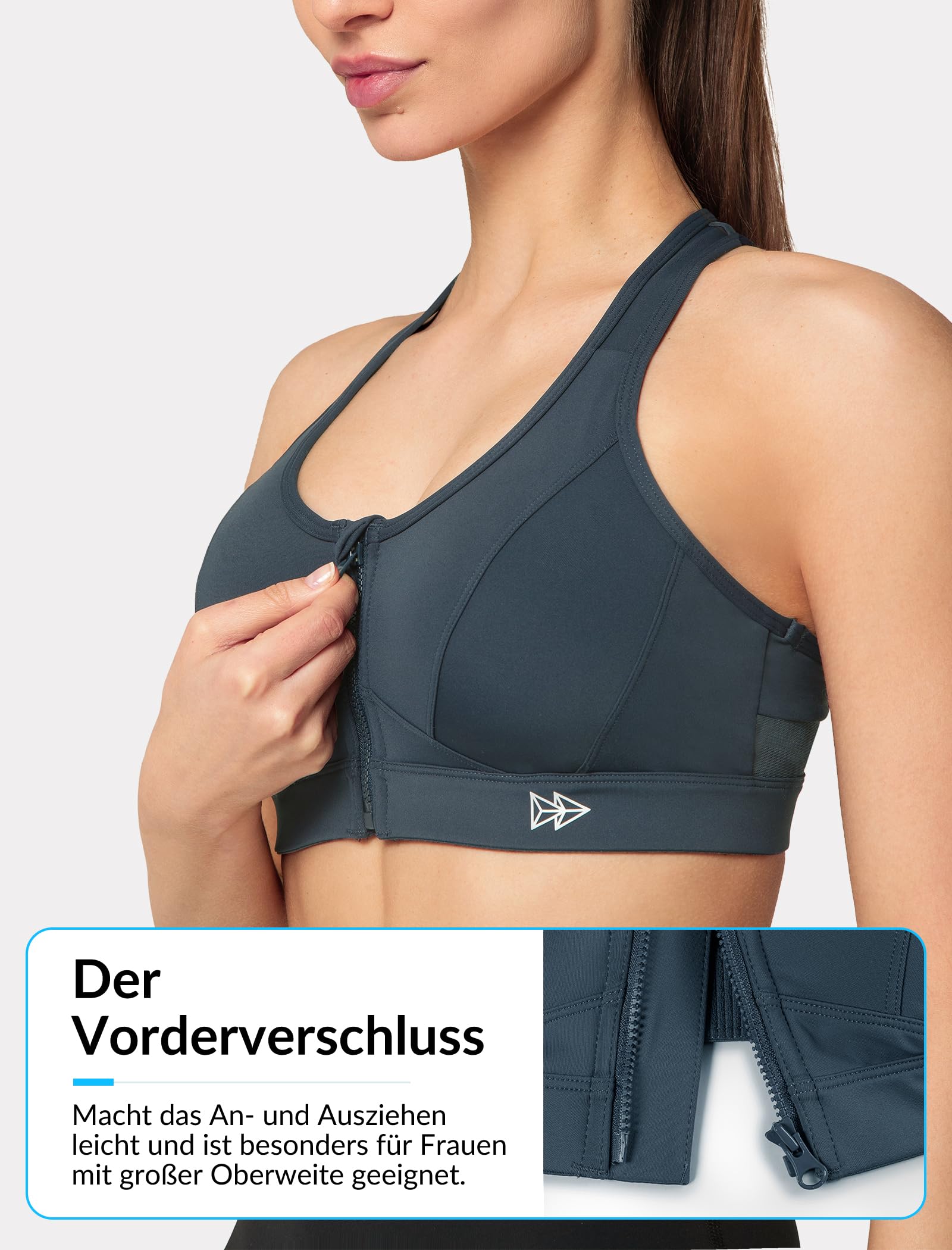 Yvette Reggiseno Sportivo da Donna Chiusura Anteriore Supporto Forte Seni Grandi Imbottiti per Fitness Yoga Running Jogging